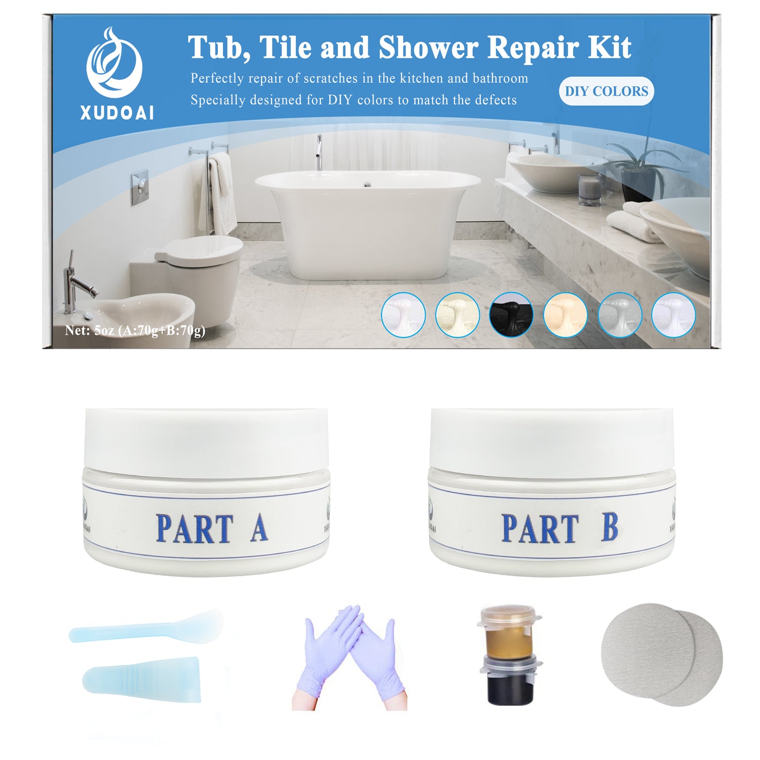 Porcelain Repair Ceramics Enamel Fiberglass Porcelain Acrylic Repair Kit  Tile Tub Sink And Shower Repair For Scratch, Holes, Cracks