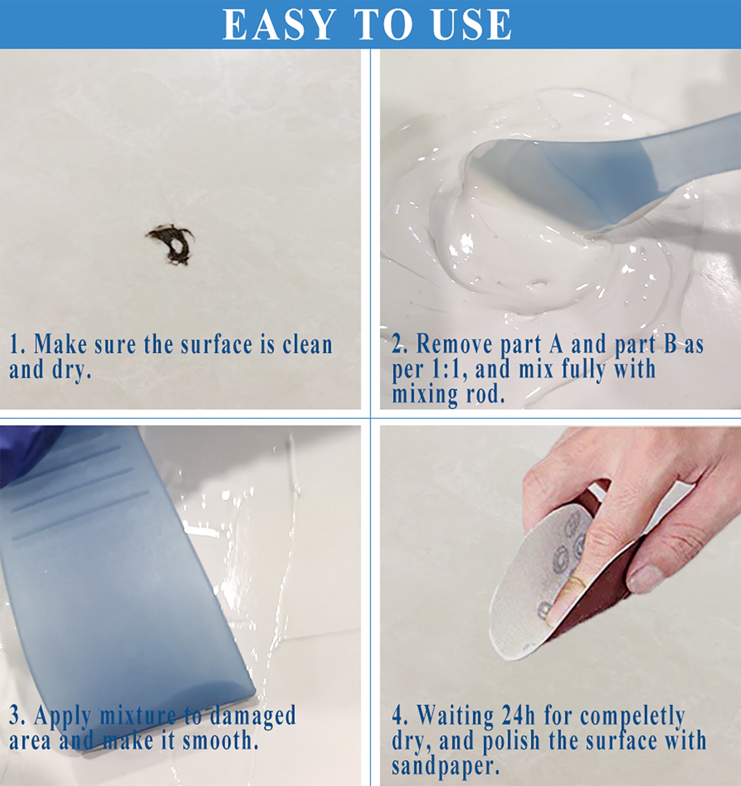 Bathtub Repair Kit - Quick Fix for Crack in Tub - Mobile Home Repair